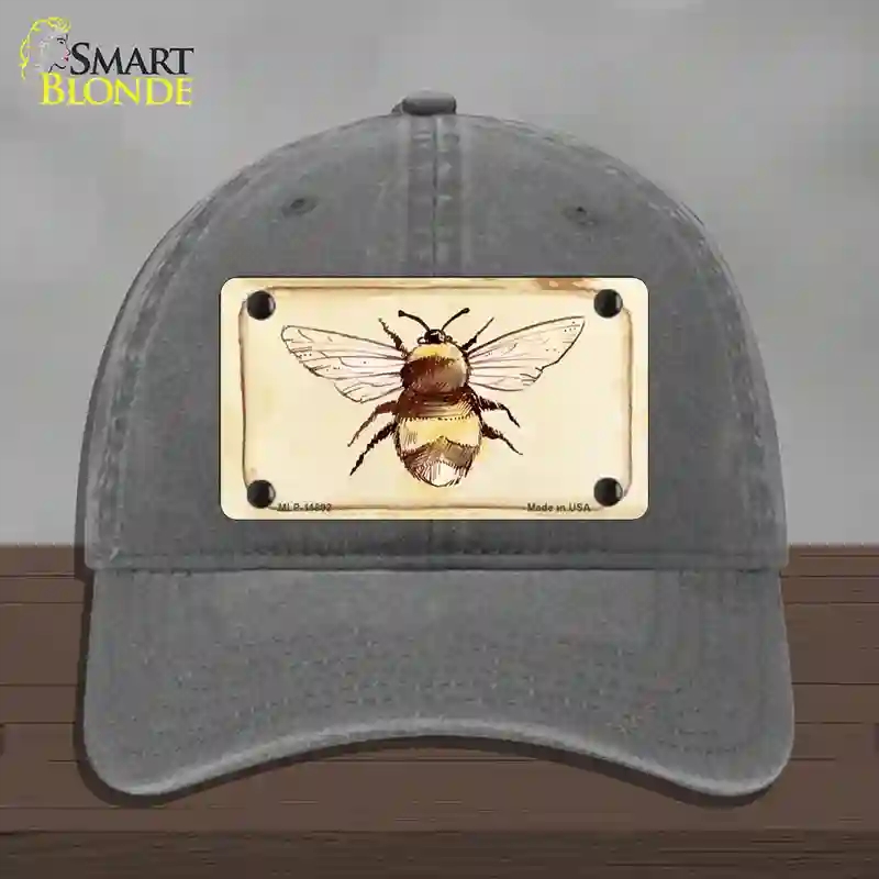 HAT08-MLP-11892 Bumble Bee Watercolor Novelty License Plate Hat, Unconstructed Cotton - Charcoal