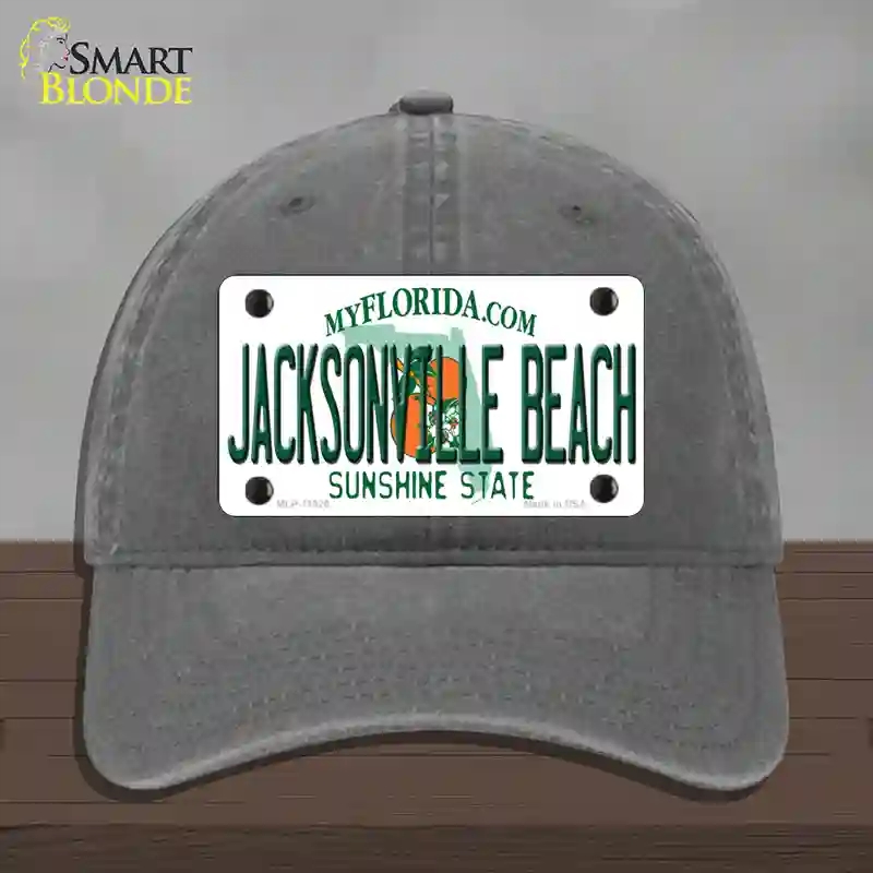 HAT08-MLP-11926 Florida Jacksonville Beach Novelty License Plate Hat, Unconstructed Cotton - Charcoal