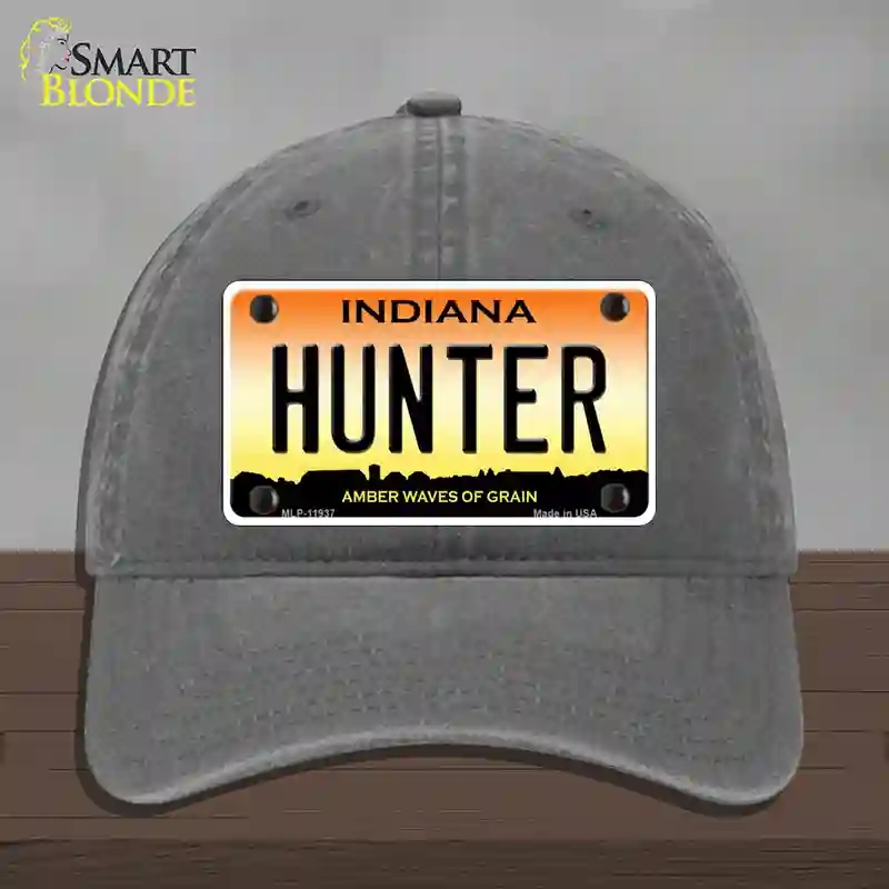 HAT08-MLP-11937 Hunter Indiana Novelty License Plate Hat, Unconstructed Cotton - Charcoal