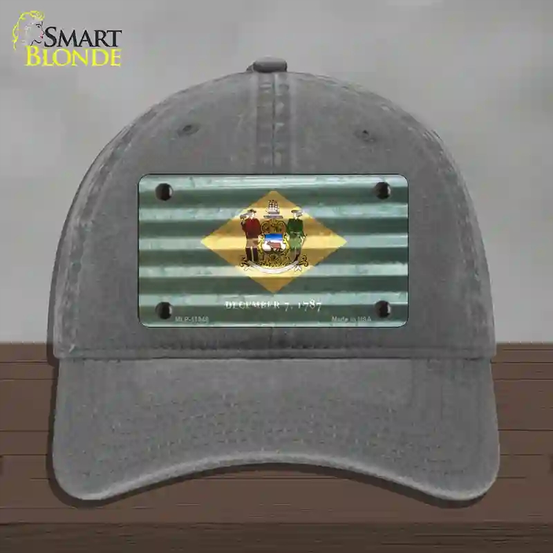 HAT08-MLP-11949 Delaware Corrugated Flag Novelty License Plate Hat, Unconstructed Cotton - Charcoal