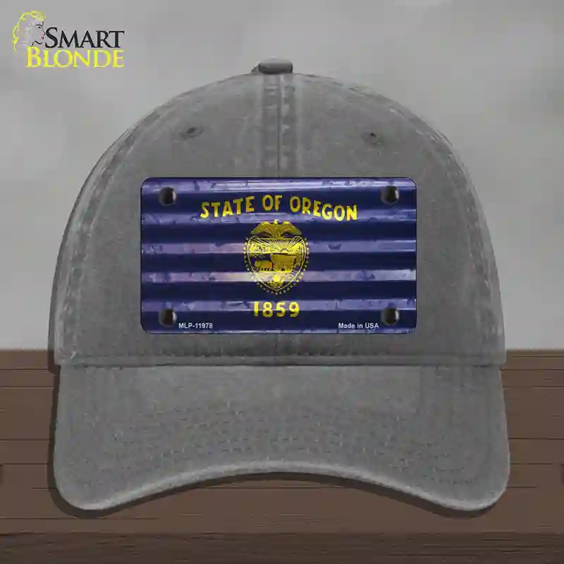 HAT08-MLP-11978 Oregon Corrugated Flag Novelty License Plate Hat, Unconstructed Cotton - Charcoal