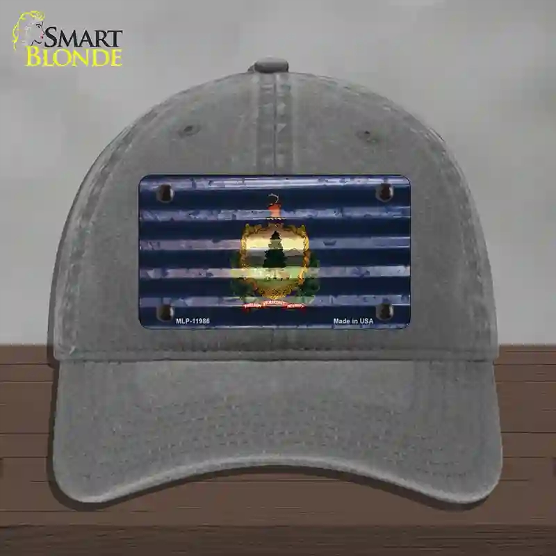 HAT08-MLP-11986 Vermont Corrugated Flag Novelty License Plate Hat, Unconstructed Cotton - Charcoal