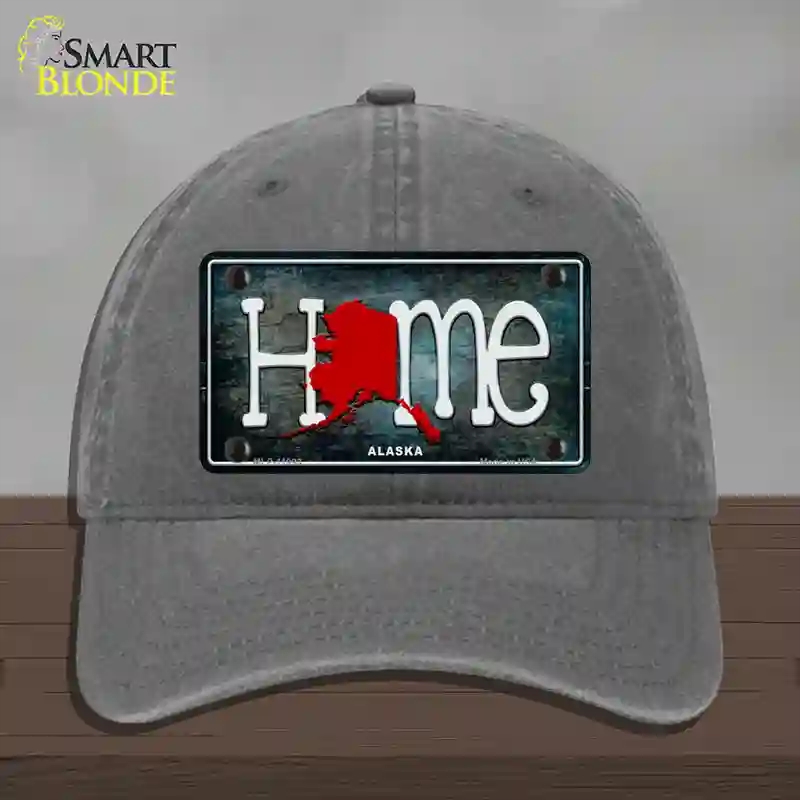HAT08-MLP-11993 Alaska Home State Outline Novelty License Plate Hat, Unconstructed Cotton - Charcoal