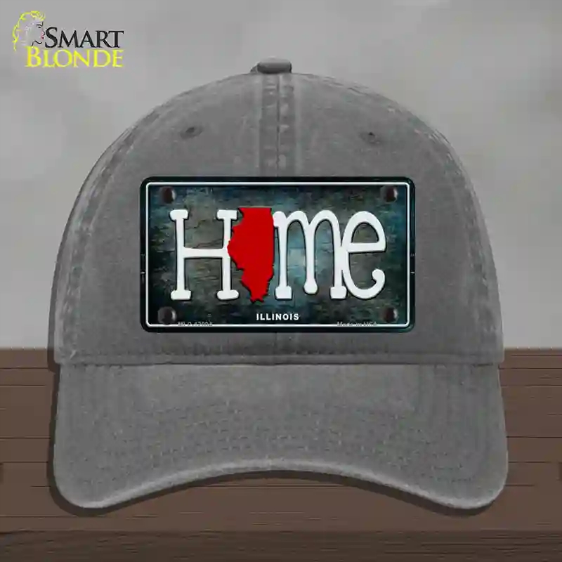 HAT08-MLP-12004 Illinois Home State Outline Novelty License Plate Hat, Unconstructed Cotton - Charcoal