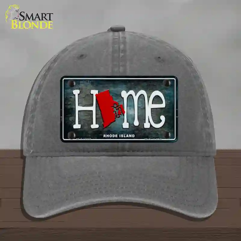 HAT08-MLP-12030 Rhode Island Home State Outline Novelty License Plate Hat, Unconstructed Cotton - Charcoal