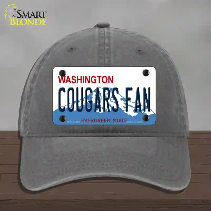 HAT08-MLP-12058 Washington Cougars Fan Novelty License Plate Hat, Unconstructed Cotton - Charcoal
