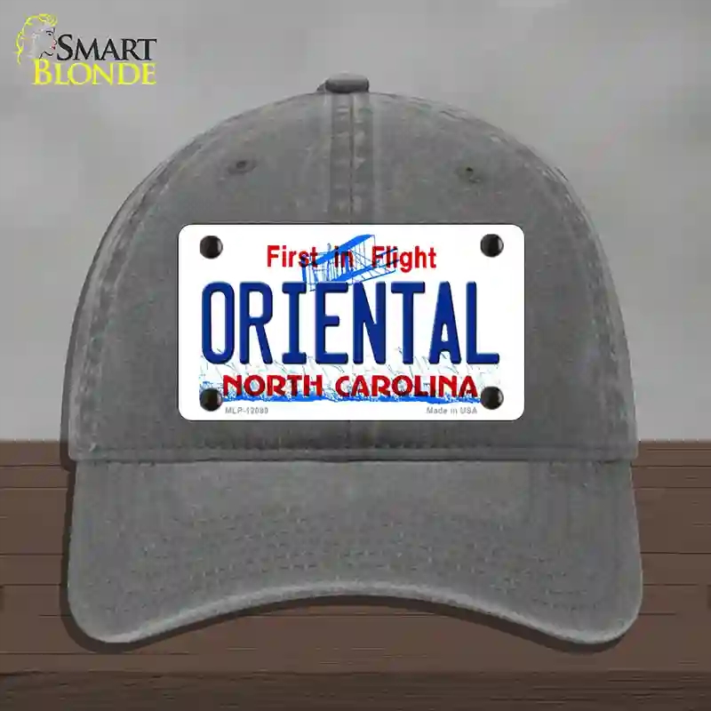 HAT08-MLP-12099 Oriental North Carolina State Novelty License Plate Hat, Unconstructed Cotton - Charcoal
