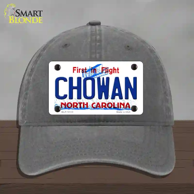 HAT08-MLP-12110 Chowan North Carolina State Novelty License Plate Hat, Unconstructed Cotton - Charcoal