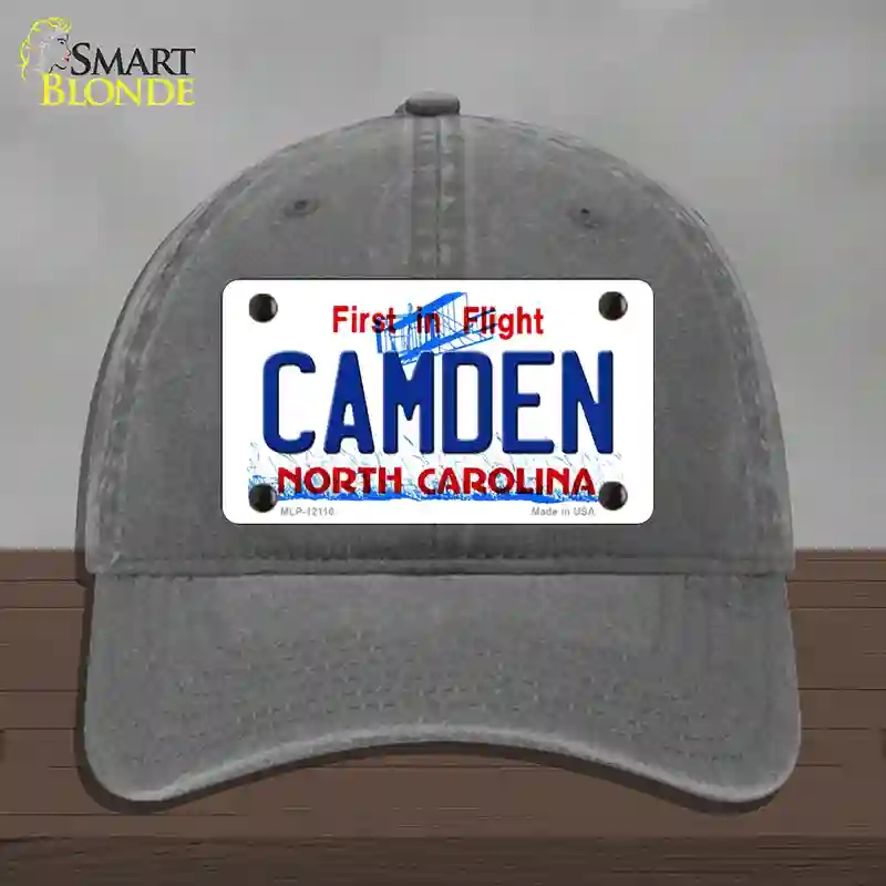 HAT08-MLP-12116 Camden North Carolina State Novelty License Plate Hat, Unconstructed Cotton - Charcoal
