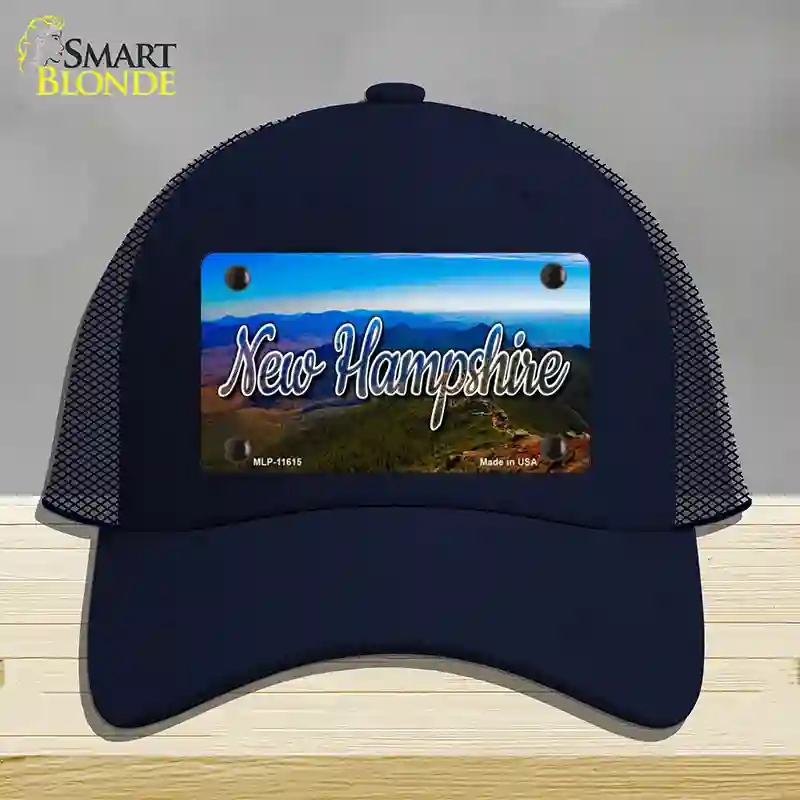 HAT16-MLP-11615   Hampshire Mountain Range State Novelty License Plate Hat, Mesh - Navy