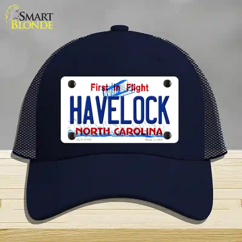 HAT16-MLP-11750 Havelock North Carolina State Novelty License Plate Hat, Mesh - Navy