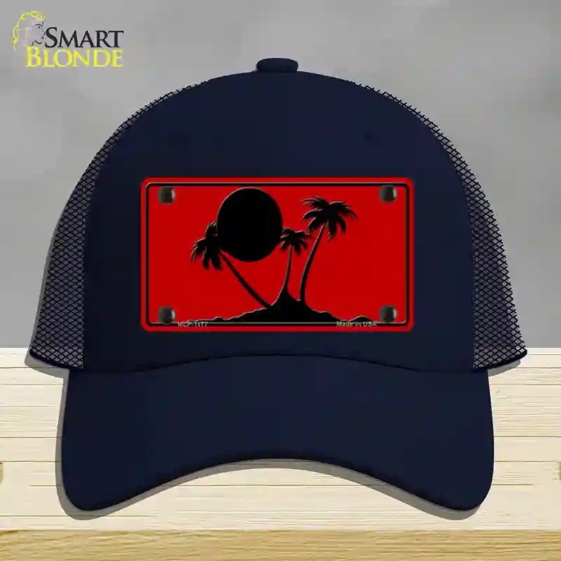 HAT16-MLP-1177 Island Palms Novelty License Plate Hat, Mesh - Navy