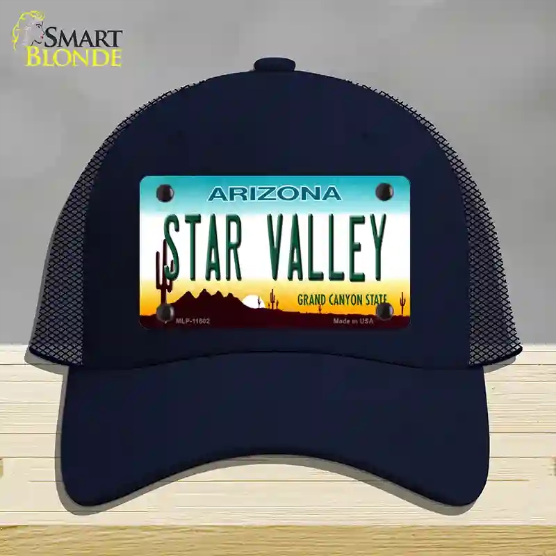 HAT16-MLP-11802 Star Valley Arizona Novelty License Plate Hat, Mesh - Navy