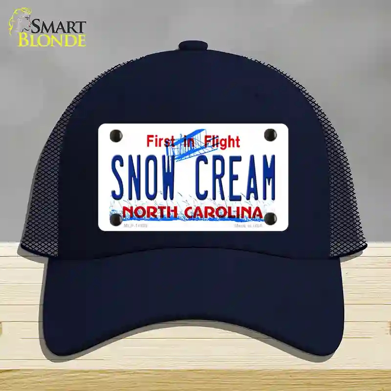 HAT16-MLP-11859 Snow Cream North Carolina Novelty License Plate Hat, Mesh - Navy