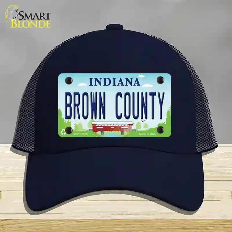 HAT16-MLP-11875 Brown County Indiana Novelty License Plate Hat, Mesh - Navy