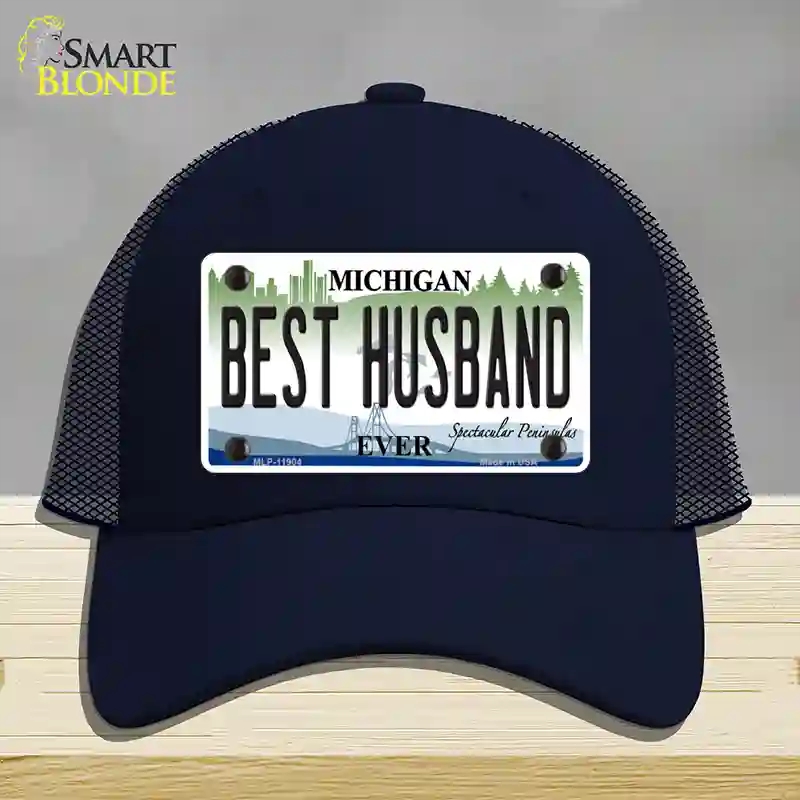 HAT16-MLP-11904 Michigan Best Husband Novelty License Plate Hat, Mesh - Navy