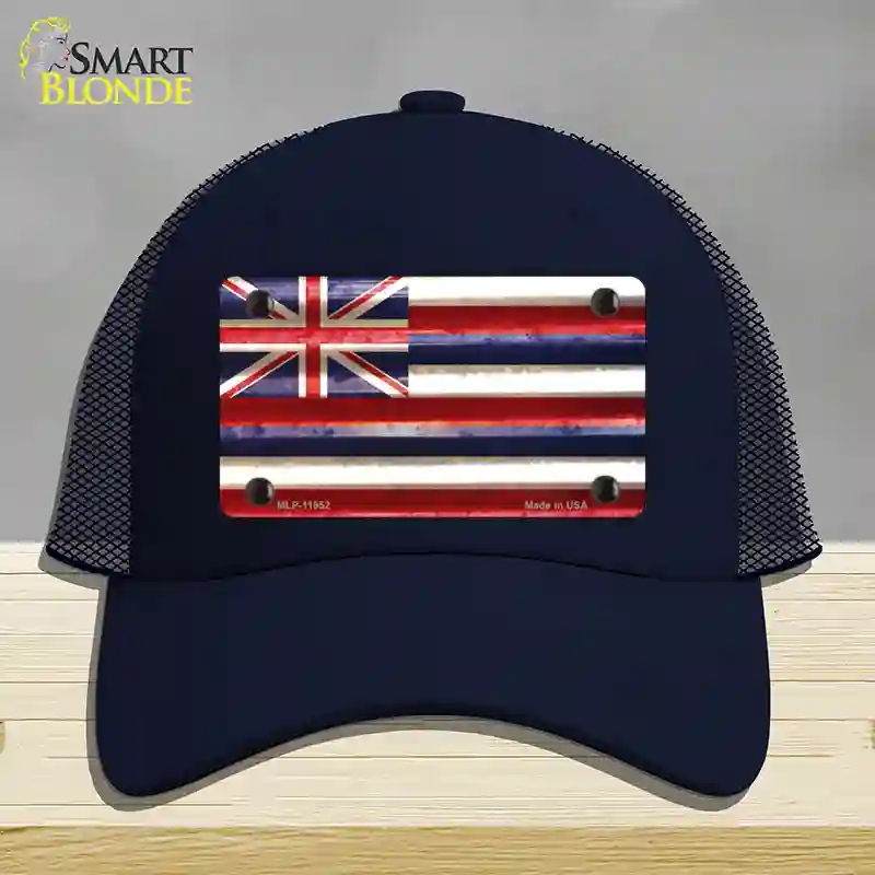 HAT16-MLP-11952 Hawaii Corrugated Flag Novelty License Plate Hat, Mesh - Navy