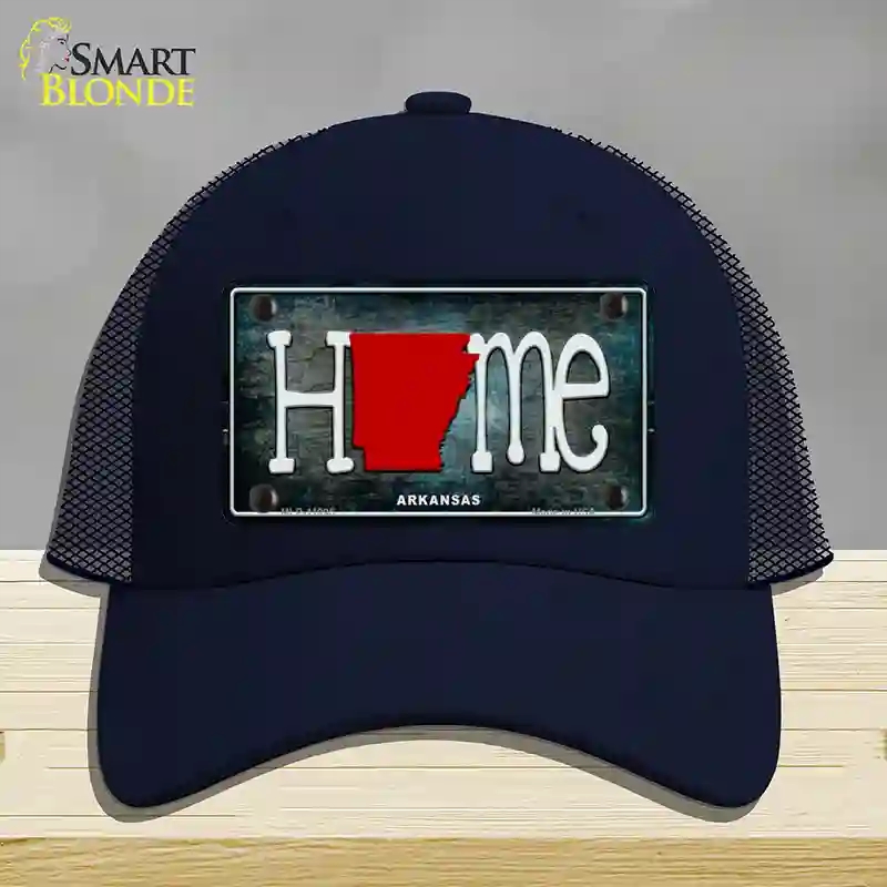 HAT16-MLP-11995 Arkansas Home State Outline Novelty License Plate Hat, Mesh - Navy