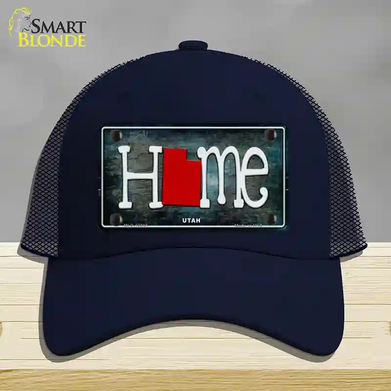 HAT16-MLP-12035 Utah Home State Outline Novelty License Plate Hat, Mesh - Navy