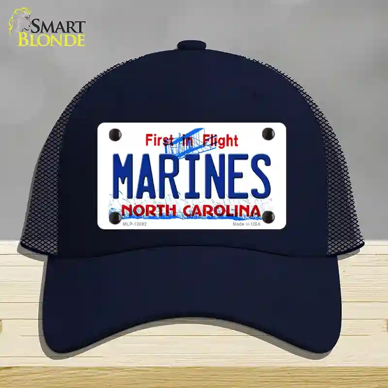 HAT16-MLP-12092 Marines North Carolina State Novelty License Plate Hat, Mesh - Navy