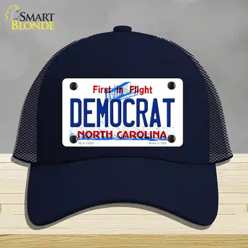 HAT16-MLP-12098 Democrat North Carolina State Novelty License Plate Hat, Mesh - Navy
