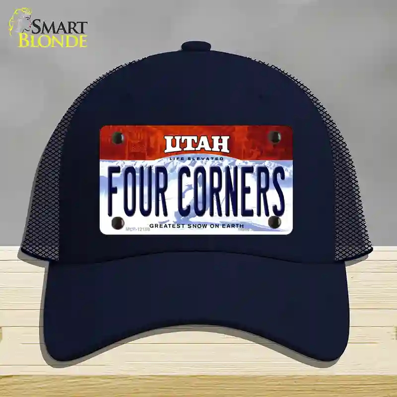HAT16-MLP-12159 Utah Four Corners Novelty License Plate Hat, Mesh - Navy