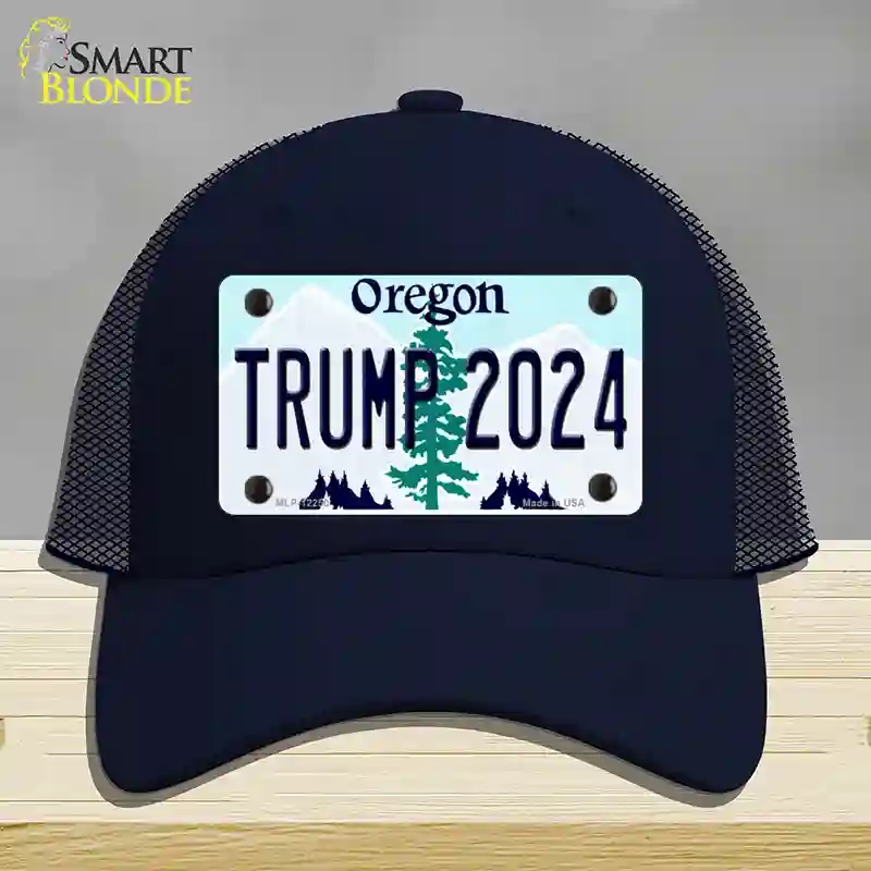 HAT16-MLP-12250 Trump 2024 Oregon Novelty License Plate Hat, Mesh - Navy