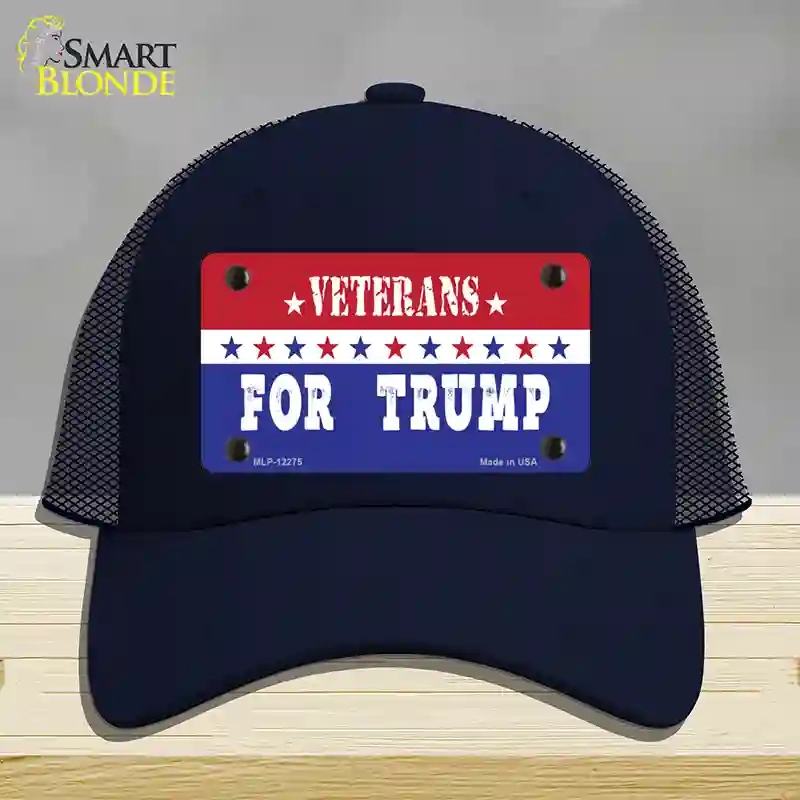 HAT16-MLP-12275 Veterans for Trump Novelty License Plate Hat, Mesh - Navy