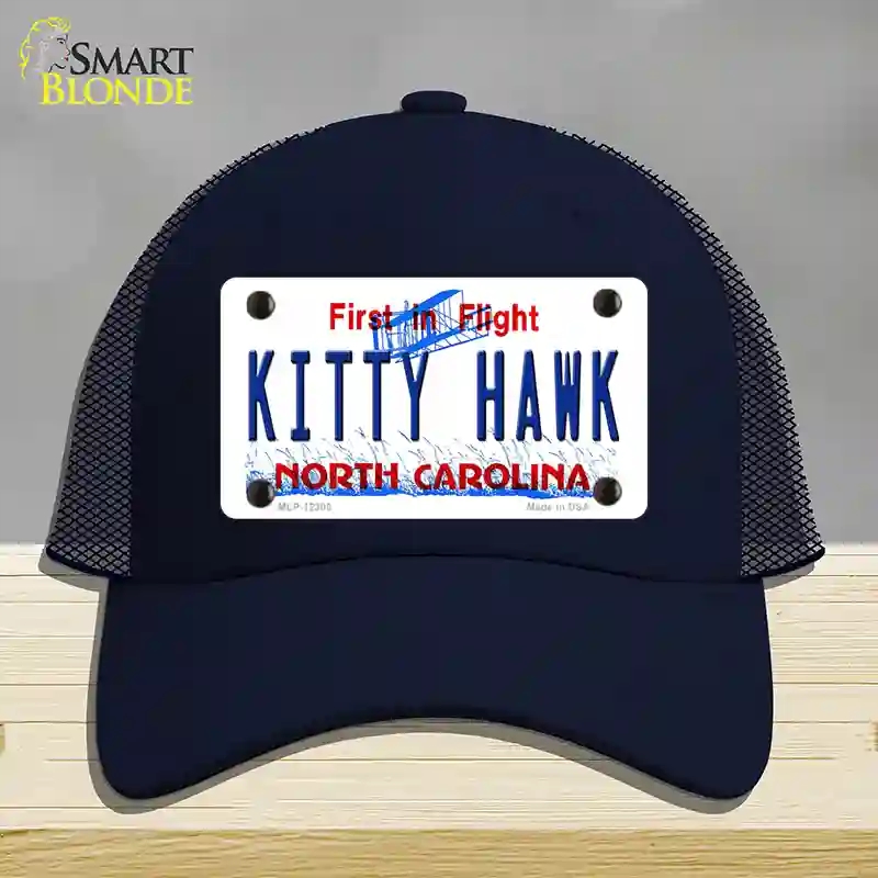 HAT16-MLP-12305 North Carolina Kitty Hawk Novelty License Plate Hat, Mesh - Navy
