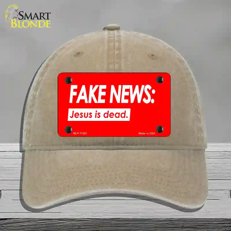 HAT09-MLP-11307 Fake  s Jesus is Dead Novelty License Plate Hat, Unconstructed Cotton - Khaki
