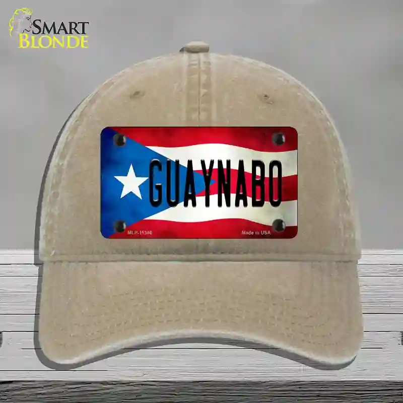 HAT09-MLP-11346 Guaynabo Puerto Rico Flag Novelty License Plate Hat, Unconstructed Cotton - Khaki