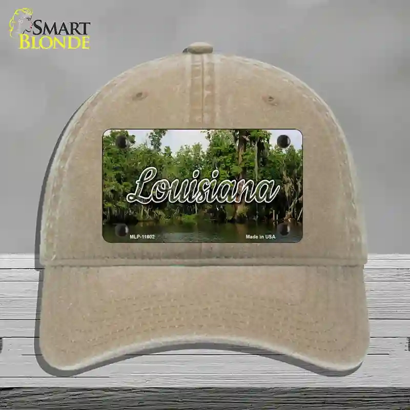 HAT09-MLP-11602 Louisiana Swamp State Novelty License Plate Hat, Unconstructed Cotton - Khaki