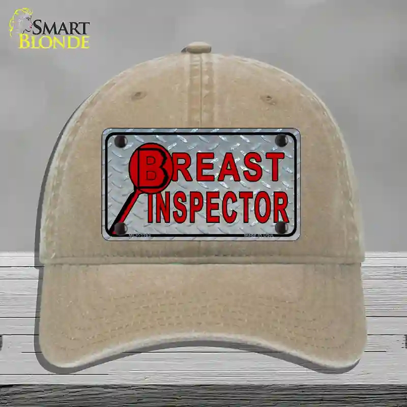 HAT09-MLP-1163 Breast Inspector Novelty License Plate Hat, Unconstructed Cotton - Khaki