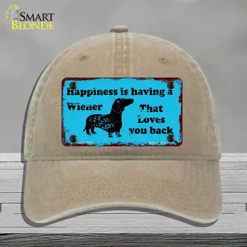 HAT09-MLP-11684 Happiness is Having a Wiener Novelty License Plate Hat, Unconstructed Cotton - Khaki