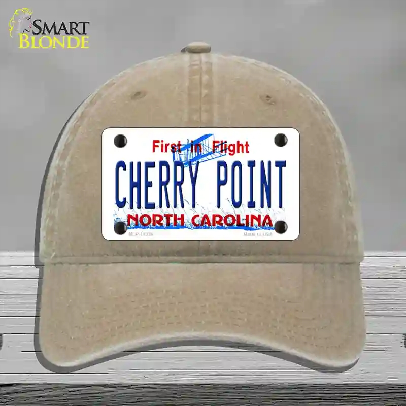 HAT09-MLP-11834 Cherry Point North Carolina Novelty License Plate Hat, Unconstructed Cotton - Khaki