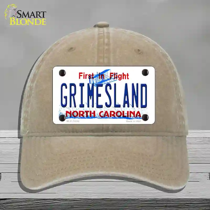 HAT09-MLP-11839 Grimesland North Carolina Novelty License Plate Hat, Unconstructed Cotton - Khaki