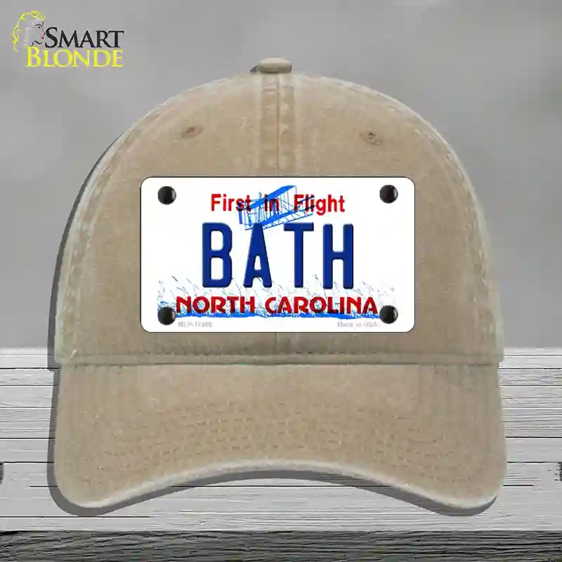 HAT09-MLP-11856 Bath North Carolina Novelty License Plate Hat, Unconstructed Cotton - Khaki
