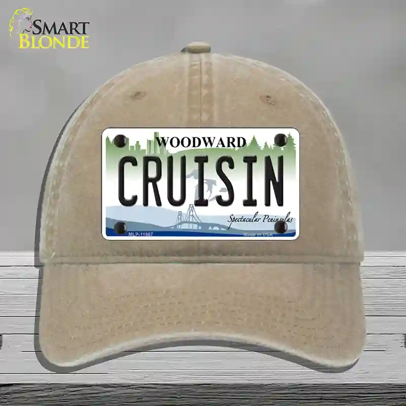 HAT09-MLP-11867 Cruising Woodward Michigan Novelty License Plate Hat, Unconstructed Cotton - Khaki