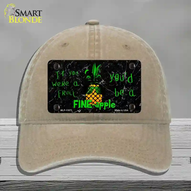 HAT09-MLP-11873 Fineapple Novelty License Plate Hat, Unconstructed Cotton - Khaki
