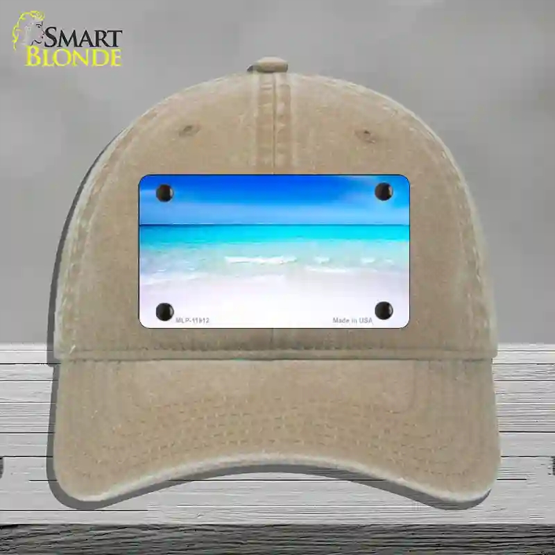 HAT09-MLP-11912 Beach Scene Novelty License Plate Hat, Unconstructed Cotton - Khaki