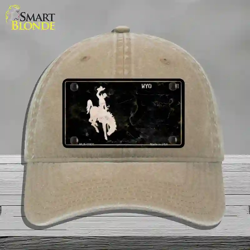 HAT09-MLP-11931 Wyoming Black Rusty Novelty License Plate Hat, Unconstructed Cotton - Khaki