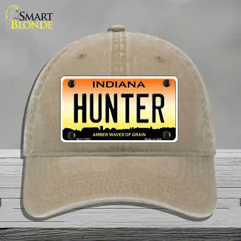 HAT09-MLP-11937 Hunter Indiana Novelty License Plate Hat, Unconstructed Cotton - Khaki