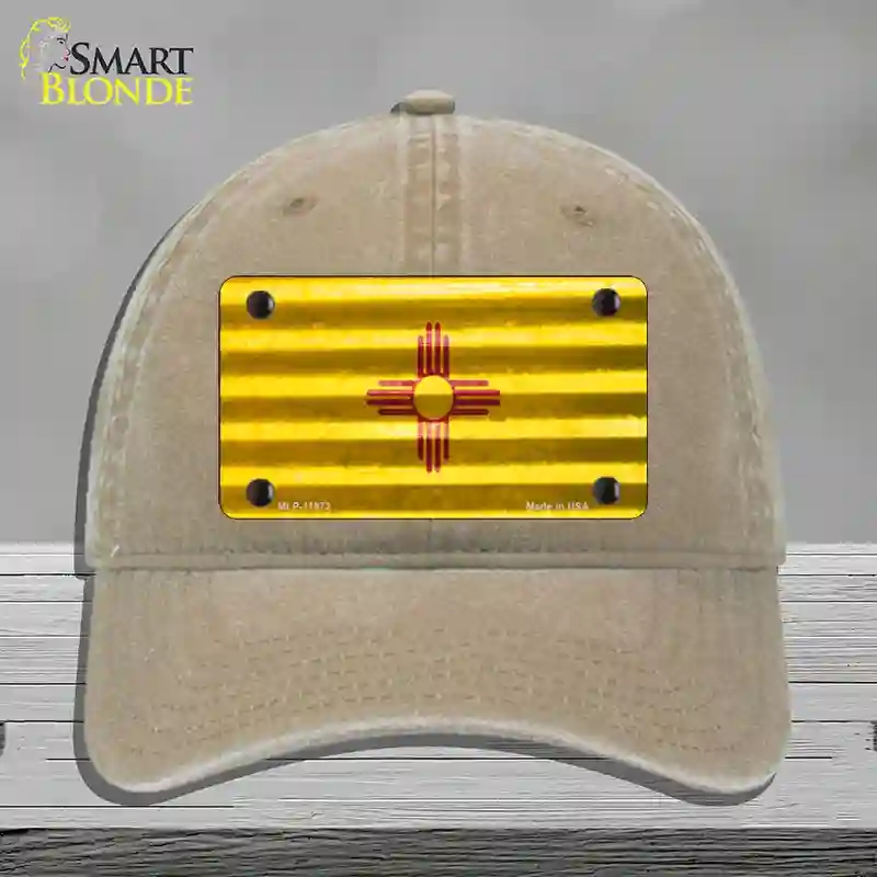 HAT09-MLP-11972   Mexico Corrugated Flag Novelty License Plate Hat, Unconstructed Cotton - Khaki
