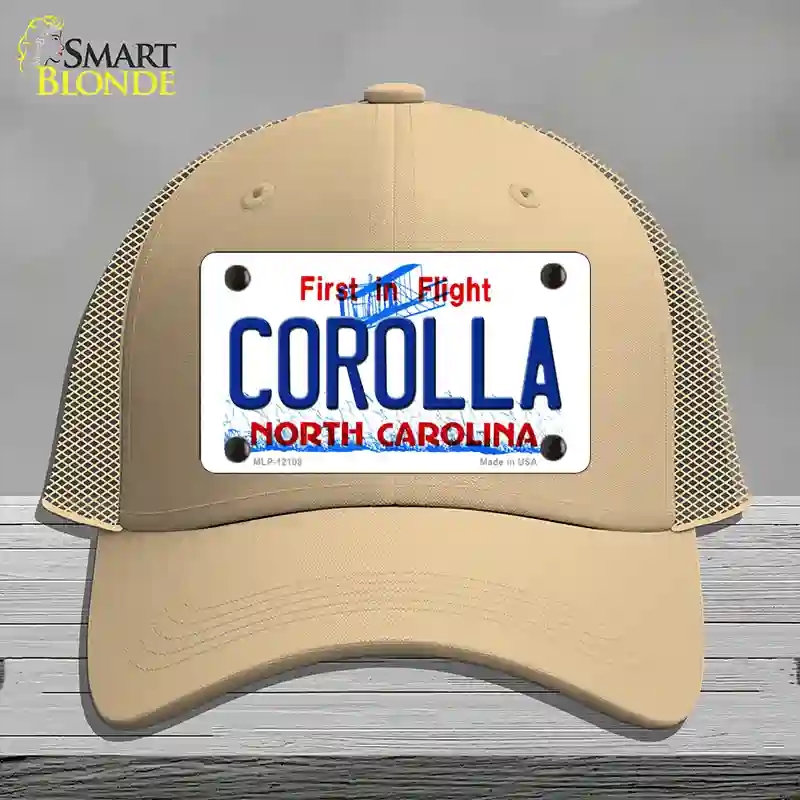 HAT15-MLP-12108 Corolla North Carolina State Novelty License Plate Hat, Mesh - Khaki