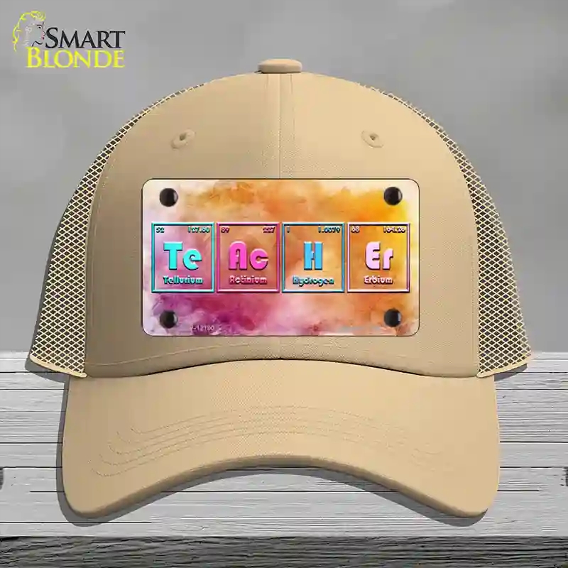HAT15-MLP-12190 Teacher Periodic Table Novelty License Plate Hat, Mesh - Khaki