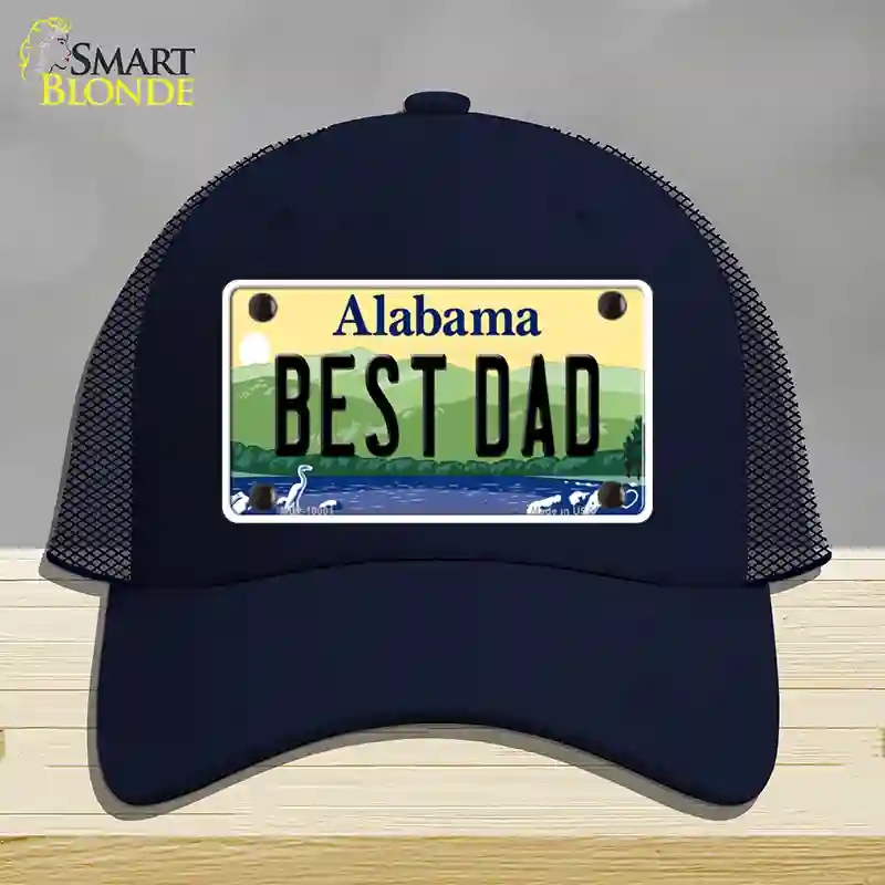 HAT16-MLP-10001 Best Dad Alabama Novelty License Plate Hat, Mesh - Navy