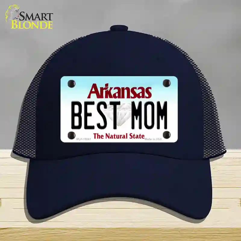 HAT16-MLP-10061 Best Mom Arkansas Novelty License Plate Hat, Mesh - Navy