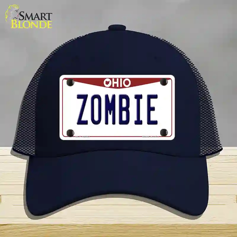 HAT16-MLP-10082 Zombie Ohio Novelty License Plate Hat, Mesh - Navy