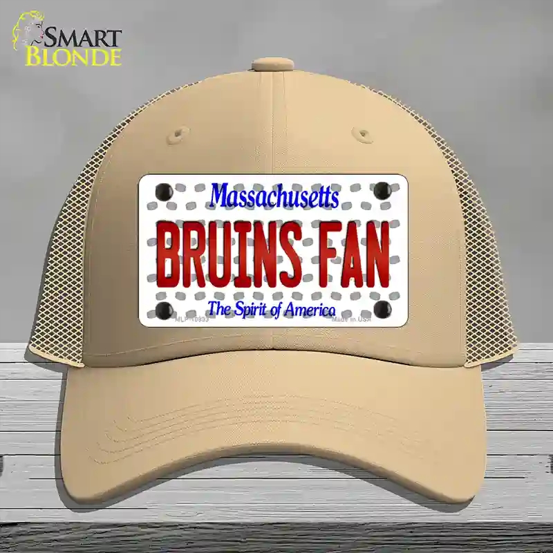 HAT15-MLP-10833 Bruins Fan Massachusetts Novelty License Plate Hat, Mesh - Khaki