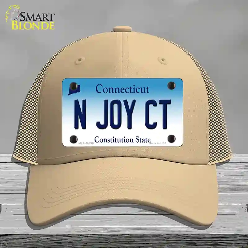 HAT15-MLP-10890 N Joy CT Connecticut Novelty License Plate Hat, Mesh - Khaki
